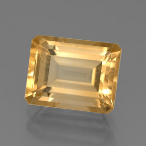 2.32캐럿 천연 골든 옐로우 시트린, 에메랄드 컷, 9.1×7.1 mm, VVS