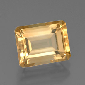 2.32캐럿 천연 골든 옐로우 시트린, 에메랄드 컷, 9.1×7.1 mm, VVS