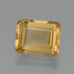 2.10캐럿 천연 골든 옐로우 시트린, 에메랄드 컷, 8.9×7.1 mm, VVS