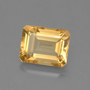 2.35캐럿 천연 골든 옐로우 시트린, 에메랄드 컷, 9×7 mm, VVS-VS