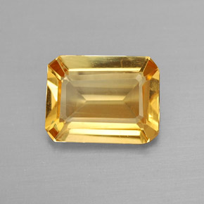 1.69캐럿 천연 골든 옐로우 시트린, 에메랄드 컷, 9×7 mm, VS