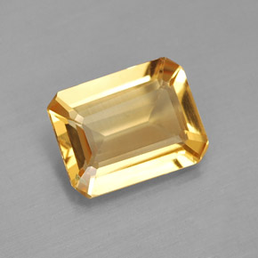 1.69캐럿 천연 골든 옐로우 시트린, 에메랄드 컷, 9×7 mm, VS
