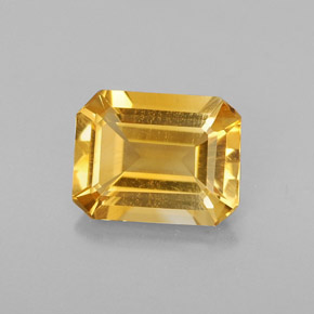 1.69캐럿 천연 골든 옐로우 시트린, 에메랄드 컷, 8.7×6.8 mm, VVS-VS