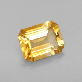 1.69캐럿 천연 골든 옐로우 시트린, 에메랄드 컷, 8.7×6.8 mm, VVS-VS