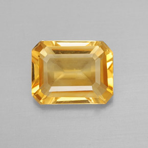 1.83캐럿 천연 골든 옐로우 시트린, 에메랄드 컷, 8.9×7 mm, VVS-VS