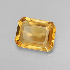 1.83캐럿 천연 골든 옐로우 시트린, 에메랄드 컷, 8.9×7 mm, VVS-VS
