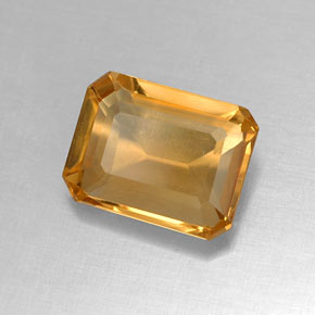1.84캐럿 천연 골든 옐로우 시트린, 에메랄드 컷, 9×6.9 mm, VVS-VS