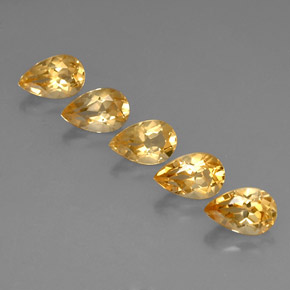 4.14캐럿 천연 골든 옐로우 시트린 보석, 배 모양, 7.8×5.1 mm, VVS