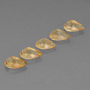 4.14캐럿 천연 골든 옐로우 시트린 보석, 배 모양, 7.8×5.1 mm, VVS
