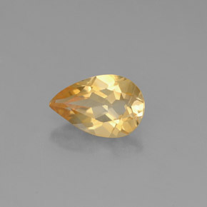 0.74캐럿 천연 골든 옐로우 시트린, 배 모양, 7.8×5.1 mm, VVS