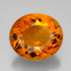 10.26캐럿 천연 옐로우 오렌지 시트린, 타원형 컷, 15.9×14 mm, IF