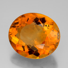 10.26캐럿 천연 옐로우 오렌지 시트린, 타원형 컷, 15.9×14 mm, IF
