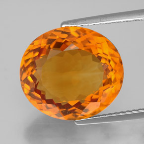8.94캐럿 천연 옐로우 오렌지 시트린, 타원형 컷, 14.6×13.1 mm, IF