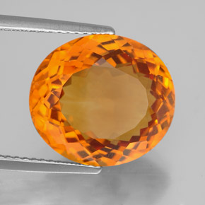 8.94캐럿 천연 옐로우 오렌지 시트린, 타원형 컷, 14.6×13.1 mm, IF
