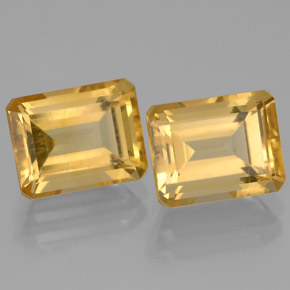 캐럿 천연 골든 옐로우 시트린 보석, 에메랄드 컷, 9×7.1 mm, VS