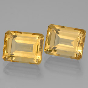 캐럿 천연 골든 옐로우 시트린 보석, 에메랄드 컷, 9×7.1 mm, VS