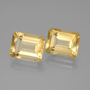 캐럿 천연 골든 옐로우 시트린 보석, 에메랄드 컷, 8.9×6.9 mm, VS