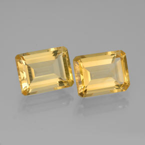 캐럿 천연 골든 옐로우 시트린 보석, 에메랄드 컷, 8.9×6.9 mm, VS