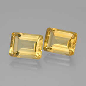 캐럿 천연 골든 옐로우 시트린 보석, 에메랄드 컷, 8.9×6.9 mm, VS