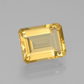 2.23캐럿 천연 골든 옐로우 시트린, 에메랄드 컷, 9×7.1 mm, VS