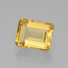 2.23캐럿 천연 골든 옐로우 시트린, 에메랄드 컷, 9×7.1 mm, VS