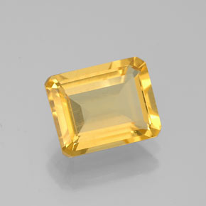 2.01캐럿 천연 골든 옐로우 시트린, 에메랄드 컷, 8.9×7.1 mm, VS