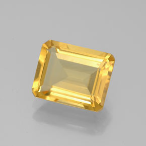 2.01캐럿 천연 골든 옐로우 시트린, 에메랄드 컷, 8.9×7.1 mm, VS