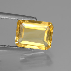 1.75캐럿 천연 골든 옐로우 시트린, 에메랄드 컷, 8.9×6.8 mm, VS