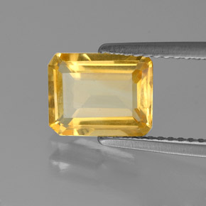 1.75캐럿 천연 골든 옐로우 시트린, 에메랄드 컷, 8.9×6.8 mm, VS