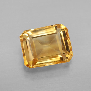 2.40캐럿 천연 골든 옐로우 시트린, 에메랄드 컷, 9×7.1 mm, VS