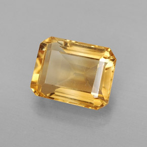 2.40캐럿 천연 골든 옐로우 시트린, 에메랄드 컷, 9×7.1 mm, VS