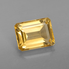 2.32캐럿 천연 골든 옐로우 시트린, 에메랄드 컷, 9.1×7 mm, VS