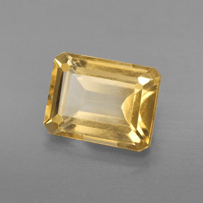 2.32캐럿 천연 골든 옐로우 시트린, 에메랄드 컷, 9.1×7 mm, VS