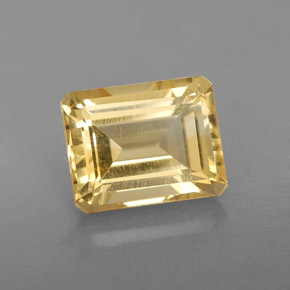 2.47캐럿 천연 골든 옐로우 시트린, 에메랄드 컷, 9×7.1 mm, VS