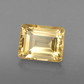 2.47캐럿 천연 골든 옐로우 시트린, 에메랄드 컷, 9×7.1 mm, VS