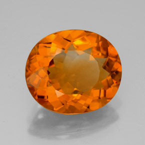 5.22캐럿 천연 옐로우 오렌지 시트린, 타원형 컷, 12.9×11.2 mm, VVS-VS