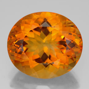 13.96캐럿 천연 옐로우 오렌지 시트린, 타원형 컷, 17.1×15.2 mm, VVS