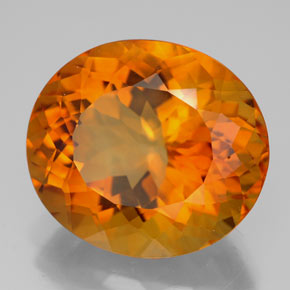 13.96캐럿 천연 옐로우 오렌지 시트린, 타원형 컷, 17.1×15.2 mm, VVS