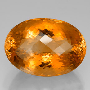 66.07캐럿 천연 골든 옐로우 시트린, 타원형 컷, 30.2×21.3 mm, VVS