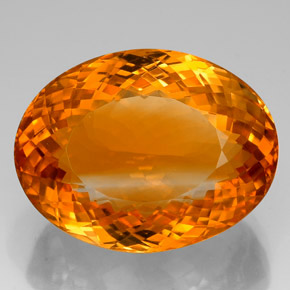 75.79캐럿 천연 옐로우 오렌지 시트린, 타원형 컷, 30.1×23.2 mm, IF
