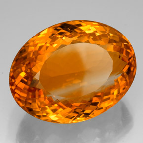75.79캐럿 천연 옐로우 오렌지 시트린, 타원형 컷, 30.1×23.2 mm, IF