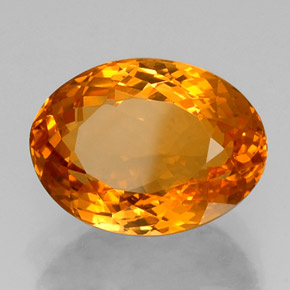 14.85캐럿 천연 옐로우 오렌지 시트린, 타원형 컷, 17.5×13.1 mm, VVS