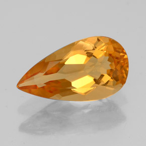 2.88캐럿 천연 골든 옐로우 시트린, 배 모양, 14.2×7.8 mm, VVS