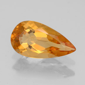 2.88캐럿 천연 골든 옐로우 시트린, 배 모양, 14.2×7.8 mm, VVS