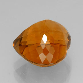 15.33캐럿 천연 옐로우 오렌지 시트린, 하트 모양, 16.8×14.9 mm, VVS