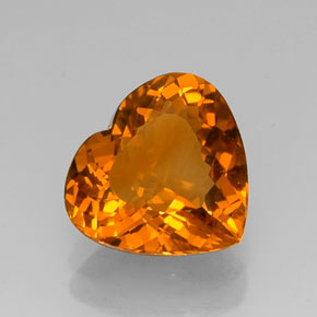 7.43캐럿 천연 골든 옐로우 시트린, 하트 모양, 14.3×13.2 mm, VVS