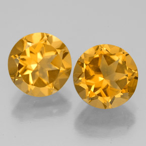 캐럿 천연 골든 옐로우 시트린 보석, 라운드 컷, 8.10 mm, VS