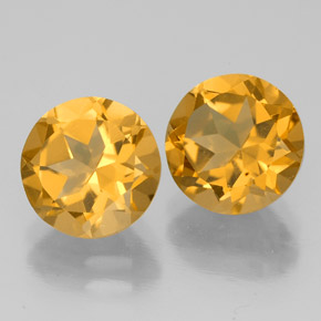 캐럿 천연 골든 옐로우 시트린 보석, 라운드 컷, 8.10 mm, VS