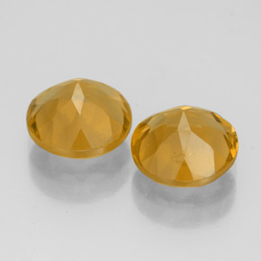 캐럿 천연 골든 옐로우 시트린 보석, 라운드 컷, 8.06 mm, VVS-VS