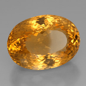 53.06캐럿 천연 골든 옐로우 시트린, 타원형 컷, 26.9×19.7 mm, IF